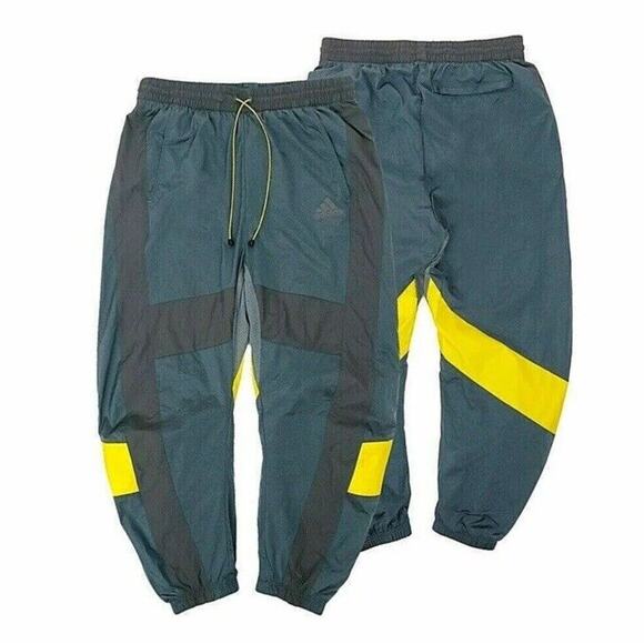 Adidas Street Shape Urban Logo Mens S Nylon Woven Grey Blue Track Pants GM6509 - Picture 4 of 15